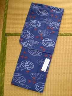 YUKATA for woman, dark blue and dragonflies