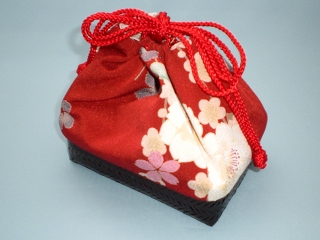 KAGO KINCHAKU, red and flowers