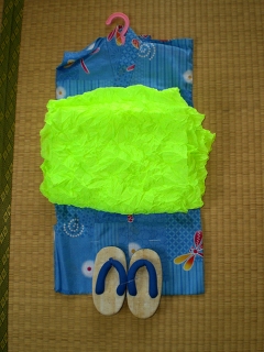 YUKATA set for girl, age 1~2, light blue dragonfly