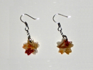 Pierced earrings, Japanese-patterned cloth