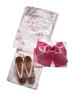 YUKATA set for women, yukata & obi & geta