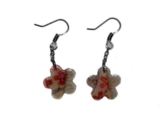 Pierced earrings, Japanese-patterned cloth