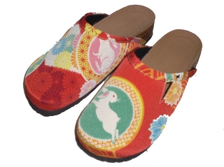 Sandals, Japanese taste, red and rabbit