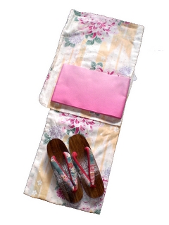 YUKATA set for women, yukata & obi & geta