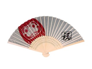 SENSU/daruma & kanji pattern, white