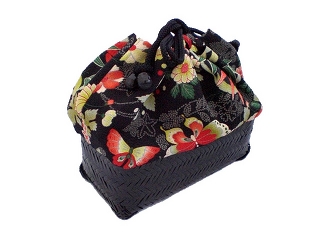 KAGO KINCHAKU, bamboo and silk bag