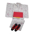 YUKATA set, white 4 her, with OBI and GETA