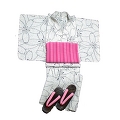 YUKATA set, white 4 her, with OBI and GETA