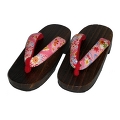 GETA for girl, flowers & leaves - pink