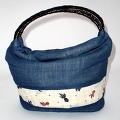 Japanese style bag, goldfish/indigo