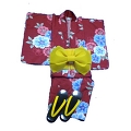 YUKATA set, red 4 her, with OBI and GETA